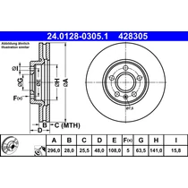 VOLVO ALKATRÉSZ : 31423722 - Féktárcsa, első - 296 mm (16&quot;)