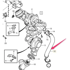 Kép 2/2 - VOLVO ALKATRÉSZ : 31269238 - Turbócső, D5 (Dupla turbó)