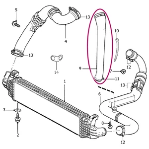 Kép 2/2 - VOLVO ALKATRÉSZ : 30758467 - Turbócső, Intercooler előtt - motor között D4204T