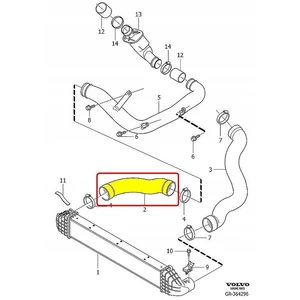 Kép 2/2 - VOLVO ALKATRÉSZ : 30792300, 30636789 - Turbócső Turbó-Intercooler között (D5244T-)