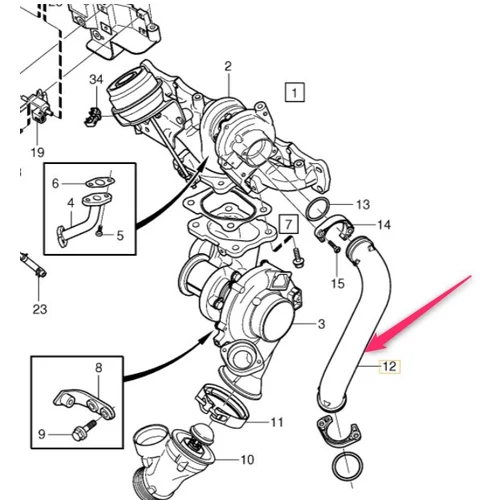 VOLVO ALKATRÉSZ : 31269238 - Turbócső, D5 (Dupla turbó)