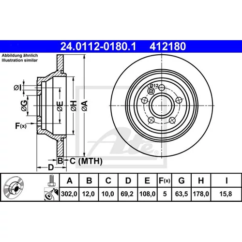 VOLVO ALKATRÉSZ : 30769058-1030071-Volvo-Hátsó féktárcsa