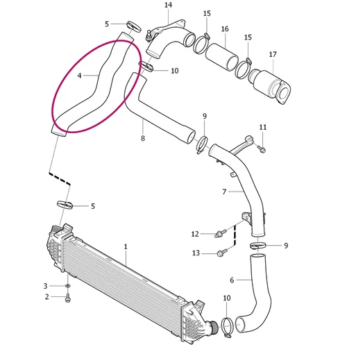 VOLVO ALKATRÉSZ : 31338222 - Turbócső Turbó-Intercooler között - D4162T