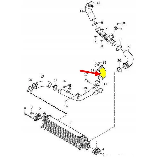 VOLVO ALKATRÉSZ : 31370286,32222268 - Turbócső Turbó-Intercooler között - D4204T