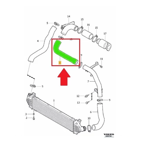 Turbócső, Turbó-Intercooler között - D4162T