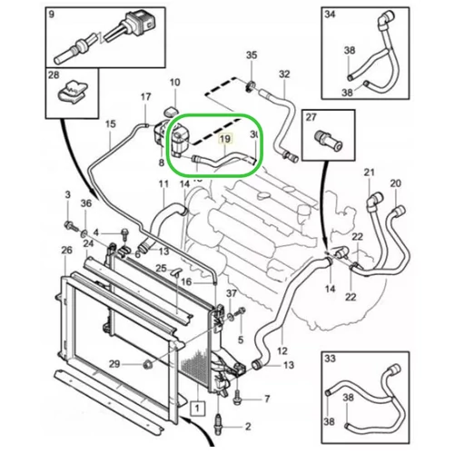 VOLVO ALKATRÉSZ : 30680925 - Vízcső kiegyenlítő tartály-motor között